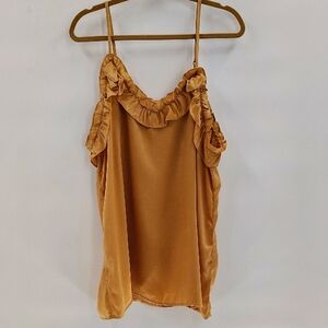 ODDY tan shimmer size 2XL camisole tank ruffle edge adjustable strap ODDI